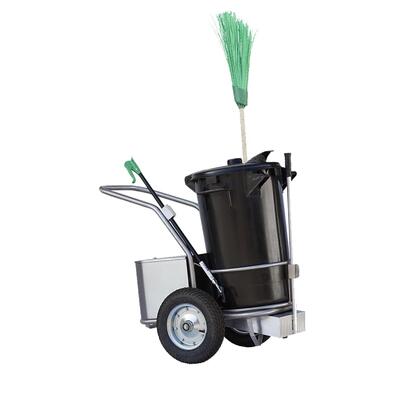 Carro de limpeza urbana em aço inox escovado um Balde